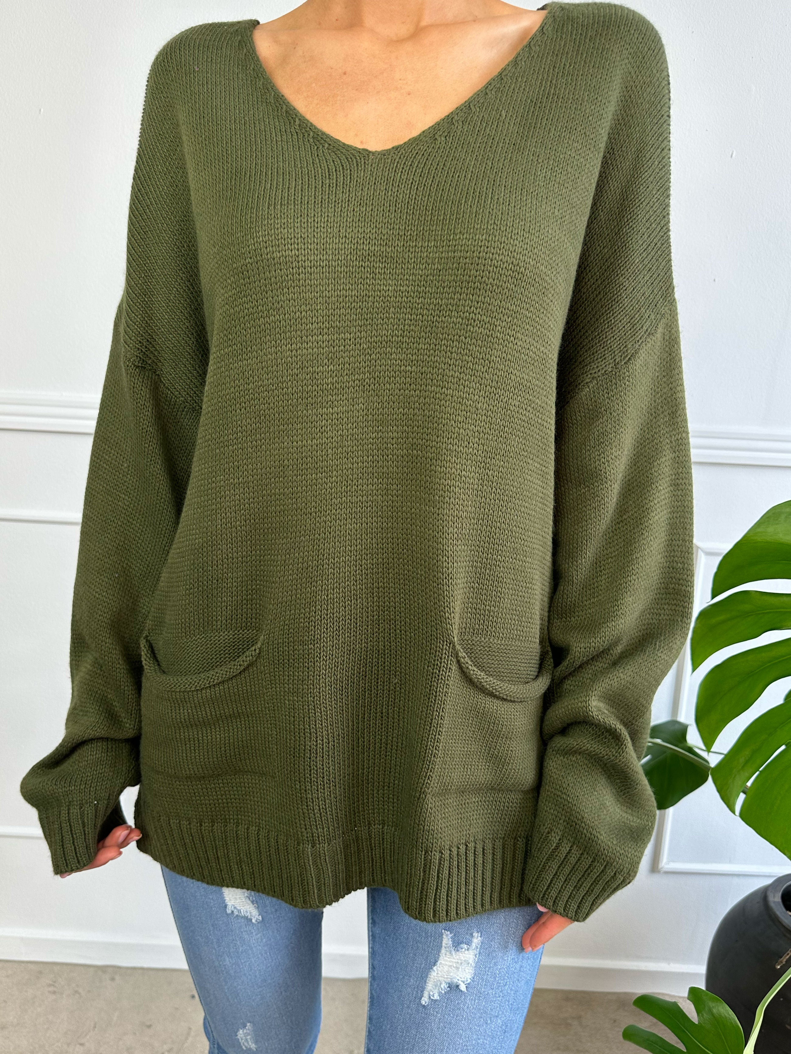 Shaima - Simpel oversized strik med lommer